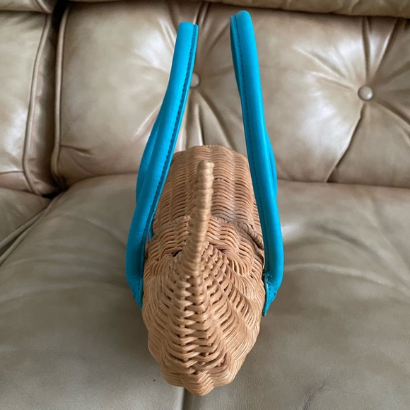 Vintage Wicker Fish Handbag Purse Cappelli Aqua - Picture 9 of 15